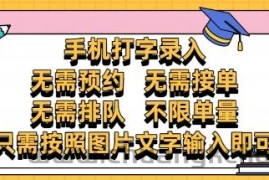 纯手机打字录入，不需要预约 、不需要接单、不需要排队 、项目不限量，零门槛，操作简单方便收入无上限【揭秘】