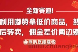 全新赛道，利用嘟赞拿低价商品，然后去闲鱼转卖佣金，差价两边赚，会网购就能挣钱