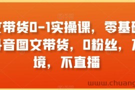 图文带货0-1实操课，零基础学习抖音图文带货，0粉丝，不出境，不直播