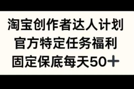 淘宝创作者达人计划，官方特定任务福利，固定保底每天50+【揭秘】