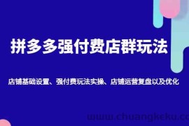 拼多多强付费店群玩法：店铺基础设置、强付费玩法实操、店铺运营复盘以及优化