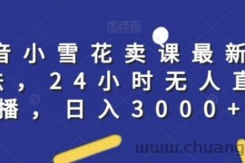 抖音小雪花卖课最新玩法，24小时无人直播，日入3000+【揭秘】