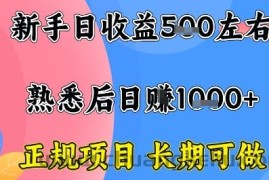 全年可变现项目，收益高无门槛，正规项目，长期可做，一天收益1k+一台电脑在家创业【揭秘】