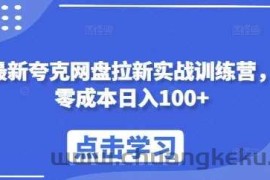 最新夸克网盘拉新实战训练营，零成本日入100+