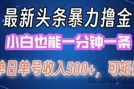 （12380期）最新暴力头条掘金日入500+，矩阵操作日入2000+ ，小白也能轻松上手！