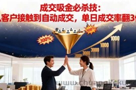 （16432期）吸金成交营销必杀技：从客户接触到自动成交，单日成交率翻3倍