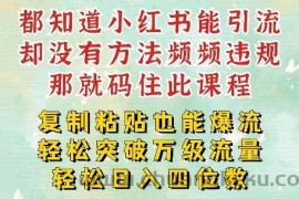 小红书靠复制粘贴一周突破万级流量池干货，以减肥为例，每天稳定引流变现四位数【揭秘】