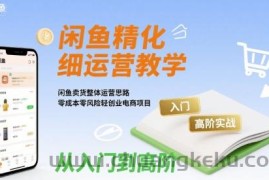 闲鱼精细化运营入门+高阶实战教学，闲鱼卖货整体运营思路，零成本零风险轻创业电商项目