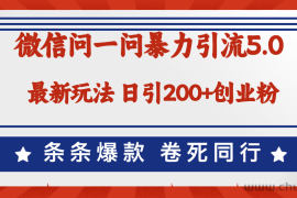 （12240期）微信问一问最新引流5.0，日稳定引流200+创业粉，加爆微信，卷死同行