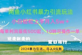 （11650期）2024暑假赚钱项目小红书咸鱼暴力引流，简单无脑操作，每单利润500+，…