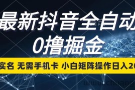 （13054期）最新抖音全自动0撸掘金，无需实名，无需手机卡，小白矩阵操作日入2000+