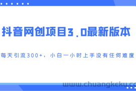 抖音网创项目3.0最新版本，每天引流300+，小白一小时上手没有任何难度