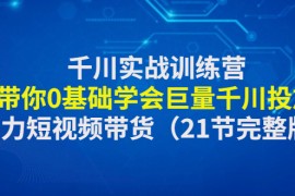 （4617期）千川实战训练营：带你0基础学会巨量千川投放，助力短视频带货（21节完整…