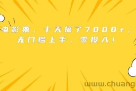 （15821期）靠卖电影票，十天搞了7000+，小白无门槛上手，零投入！