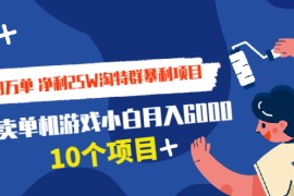 （1925期）日出8万单 净利25W淘特群暴利项目+打包卖单机游戏小白月入6000 (10个项目)