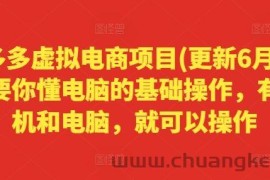 拼多多虚拟电商项目(更新6月)，只要你懂电脑的基础操作，有手机和电脑，就可以操作