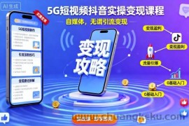 5G短视频抖音实操变现课程，自媒体，无谓引流变现