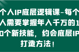 个人IP底层逻辑-​掌握年入千万的10个新技能，约会底层IP的打造方法！