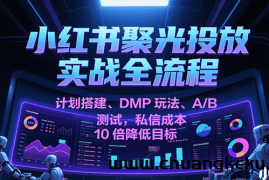 小红书聚光投放实战全流程，计划搭建、DMP玩法、A/B测试，私信成本10倍降低目标
