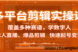 多平台剪辑实操课：覆盖多种赛道，学数字人、无人直播、爆品剪辑，快速起号变现