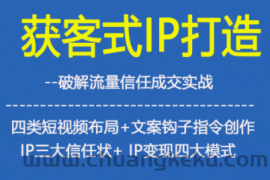 获客型IP打造，破解流量信任成，四类短视频布局+文案钩子指令创作IP三大信任状+IP变现四大模式