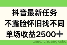 抖音最新任务，不露脸怀旧找不同，单场收益2.5k【揭秘】