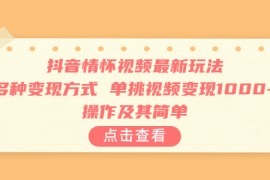 （6683期）抖音情怀视频最新玩法，多种变现方式，单挑视频变现1000+，操作及其简单