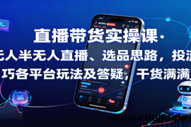 直播带货实操课：含无人半无人直播、选品思路，投流技巧，各平台玩法及答疑，干货满满