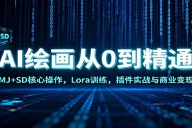 AI绘画从0到精通：MJ+SD核心操作， Lora训练，插件实战与商业变现