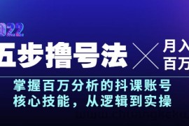 （3593期）五步撸号法，掌握百万分析的抖课账号核心技能，从逻辑到实操，月入百万级