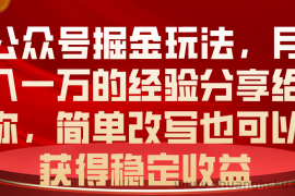 （10753期）公众号掘金玩法，月入一万的经验分享给你，简单改写也可以获得稳定收益