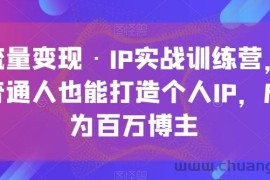 流量变现·IP实战训练营，普通人也能打造个人IP，成为百万博主