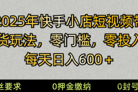 2025快手小店短视频带货模式，零投入，零门槛，每天日入600＋