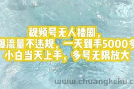 （12166期）视频号无人播剧，拉爆流量不违规，一天到手5000多，小白当天上手，多号…