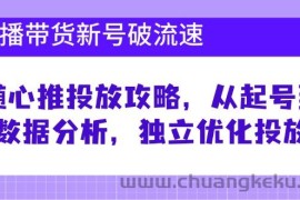 直播带货新号破流速：随心推投放攻略，从起号到数据分析，独立优化投放