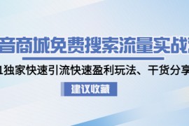 （4779期）抖音商城免费搜索流量实战营：0-1独家快速引流快速盈利玩法、干货分享