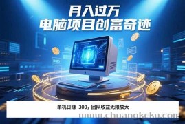 （15405期）最新电脑项目单机每天收益300+  带有团队管道收益 可无限放大 月入过万…