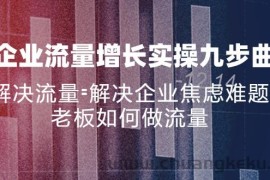 （11822期）企业流量增长实战九步曲，解决流量=解决企业焦虑难题，老板如何做流量