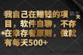 （12956期）我自己在赚钱的项目，软件自聊，不存在幸存者原则，做就有每天500+