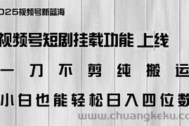 （14310期）视频号短剧挂载功能上线，一刀不剪纯搬运，小白也能轻松日入四位数