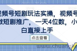 视频号短剧玩法实操，视频号做短剧推广，一天4位数，小白直接上手