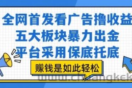 全网首发看广告撸收益，五大板块暴力出金，平台采用保底托底，挣钱是如此轻松作【揭秘】