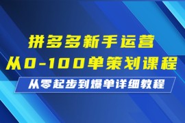 （6920期）拼多多新手运营从0-100单策划课程，从零起步到爆单详细教程