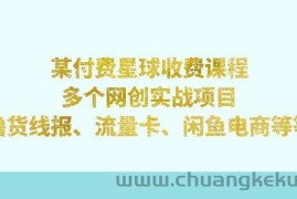 某付费星球课程：多个网创实战项目，撸货线报、流量卡、闲鱼电商等（文档非视频）