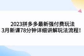 （5260期）2023拼多多最新强付费玩法，3月新课​78分钟详细讲解玩法流程！