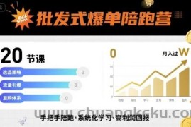 批发式爆单陪跑营，20节课带你实现批发式爆单，带你经松月入过W