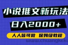 小说推文新玩法，日入2000+，人人皆可做，保姆级教程【揭秘】