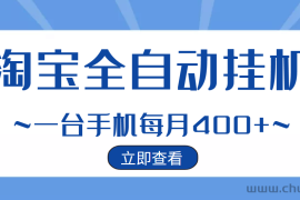 （2942期）【稳定挂机】稳定2年的淘宝全自动挂机项目，一个手机单月收益300-400左右+