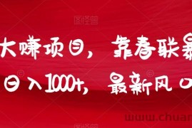 年前大赚项目，靠春联暴力出单，日入1000+，最新风口赛道【揭秘】