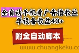 全自动看广告撸收益，单设备收益40+，可矩阵，附脚本，小白必选【揭秘】